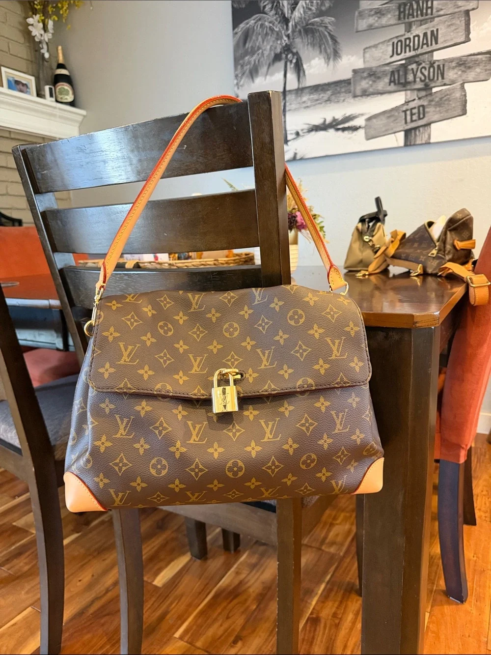 Louis Vuitton Brown Monogram Messenger Bag with Tan Accents and Gold Hardware